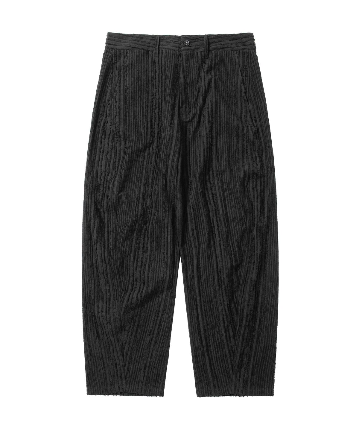 아조바이아조(AJOBYAJO) Fringed Stripe Curved Pants [BLACK]