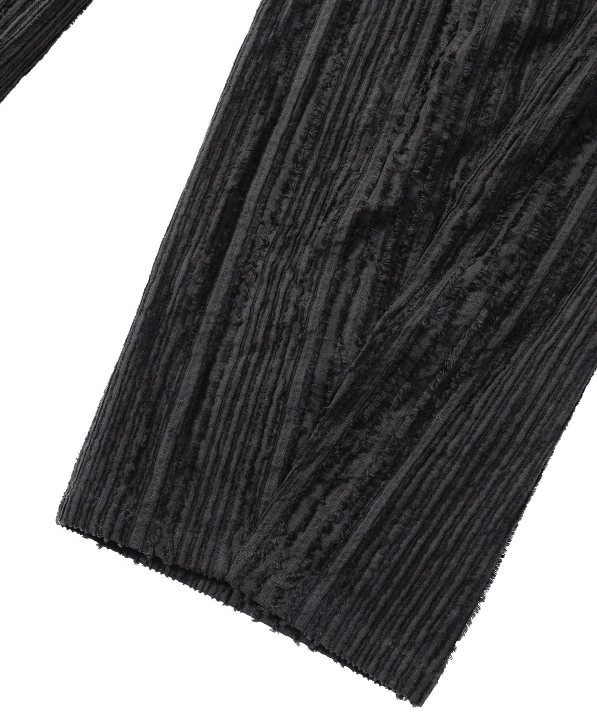 아조바이아조(AJOBYAJO) Fringed Stripe Curved Pants [BLACK]