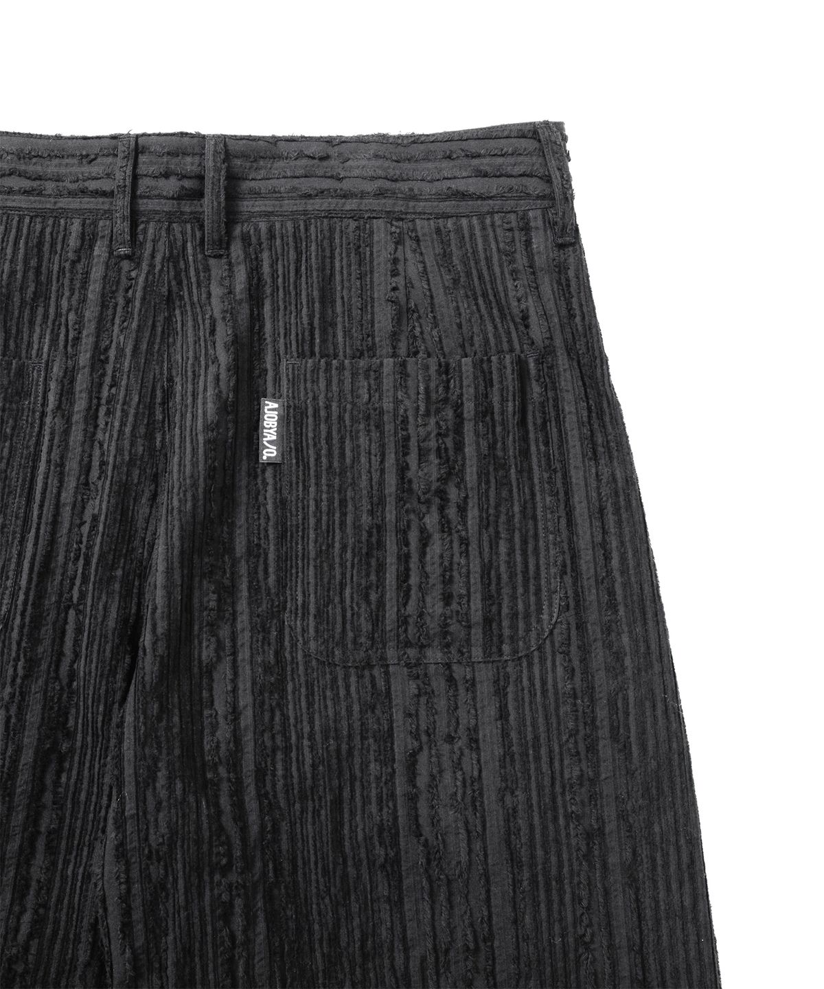 아조바이아조(AJOBYAJO) Fringed Stripe Curved Pants [BLACK]