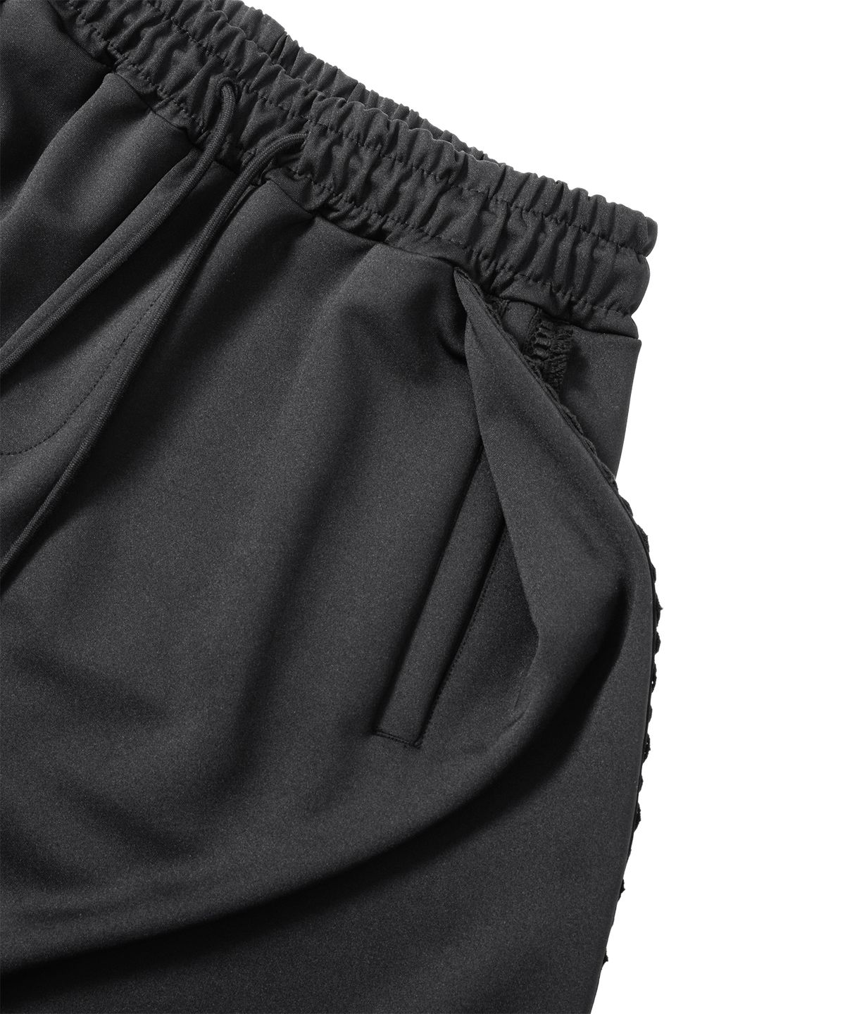아조바이아조(AJOBYAJO) Multi Lace Trim One Tuck Track Pants [BLACK]
