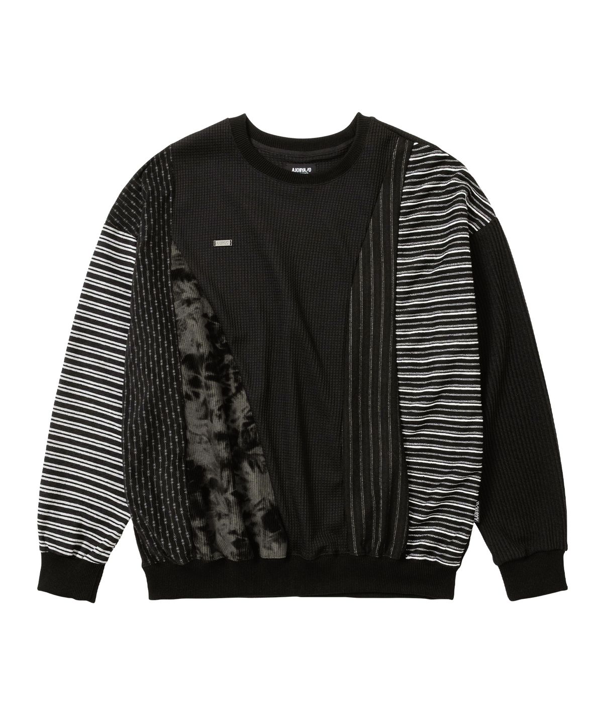 아조바이아조(AJOBYAJO) Mixed Fabric Panel Sweatshirt [BLACK]