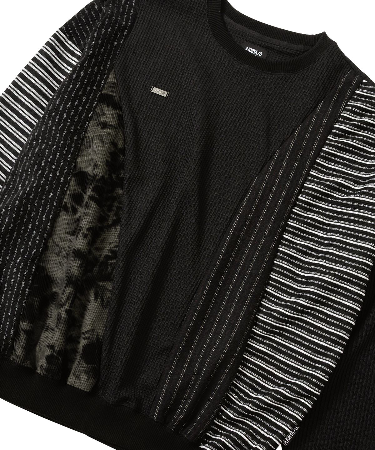 아조바이아조(AJOBYAJO) Mixed Fabric Panel Sweatshirt [BLACK]