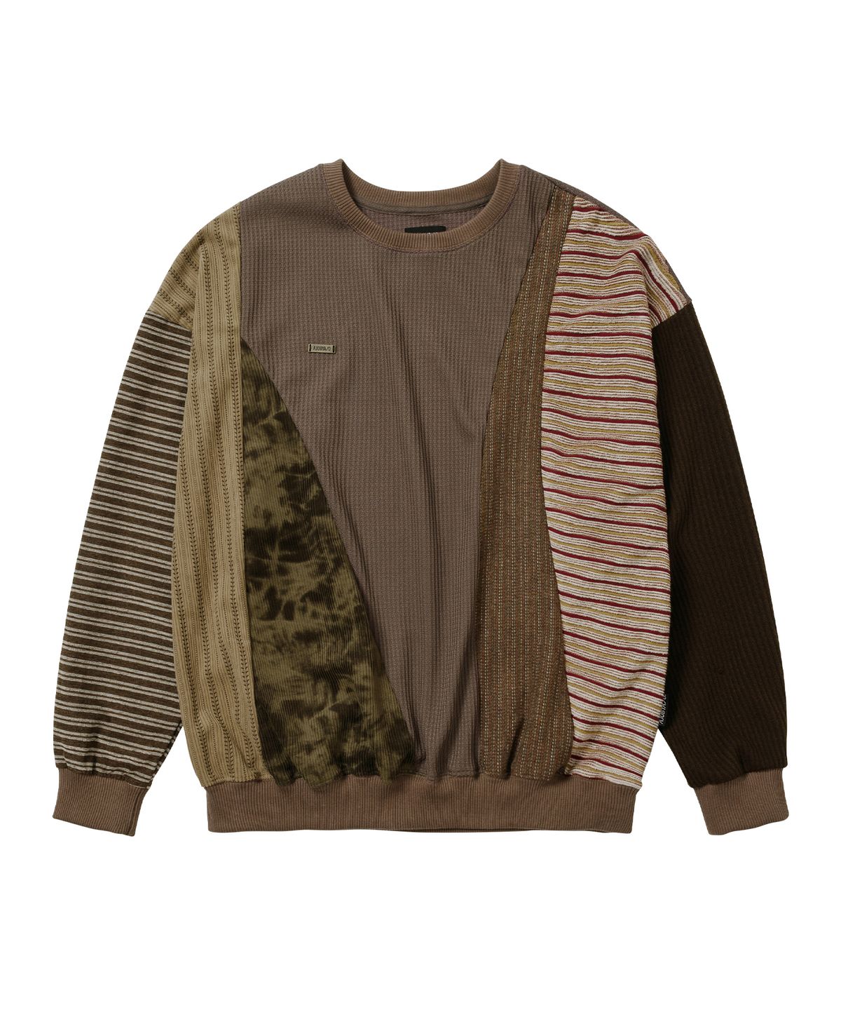 아조바이아조(AJOBYAJO) Mixed Fabric Panel Sweatshirt [BROWN]