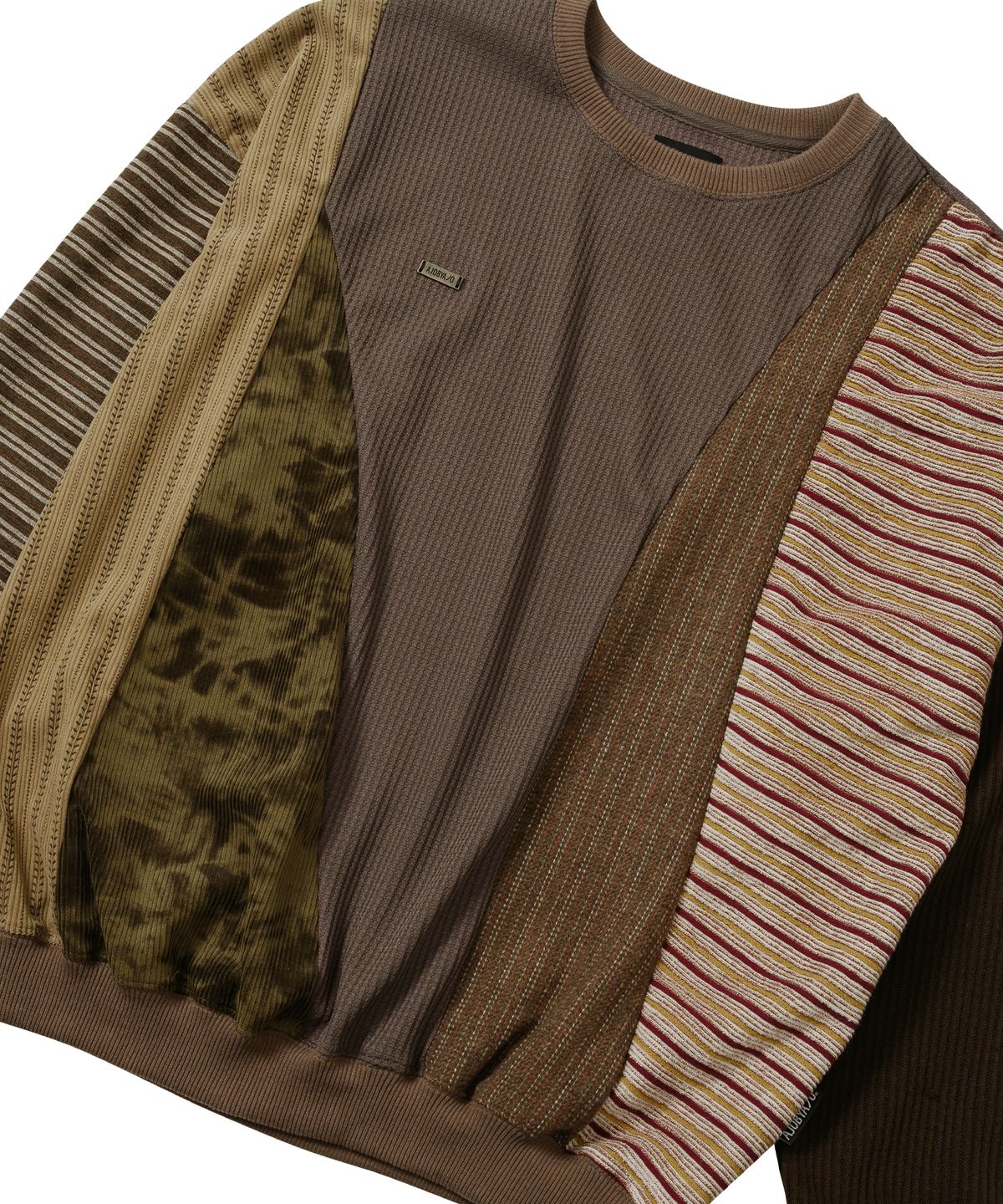 아조바이아조(AJOBYAJO) Mixed Fabric Panel Sweatshirt [BROWN]