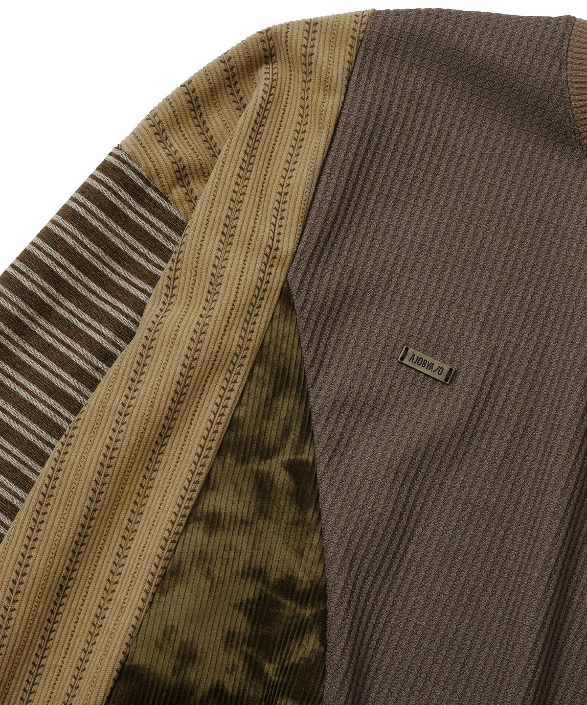 아조바이아조(AJOBYAJO) Mixed Fabric Panel Sweatshirt [BROWN]