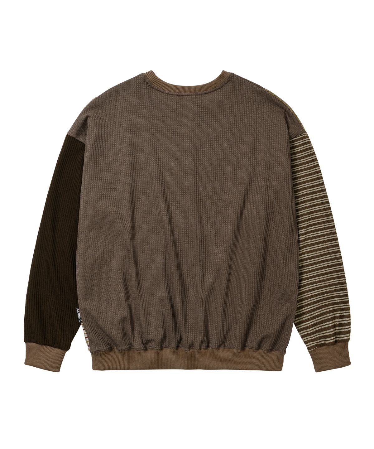 아조바이아조(AJOBYAJO) Mixed Fabric Panel Sweatshirt [BROWN]