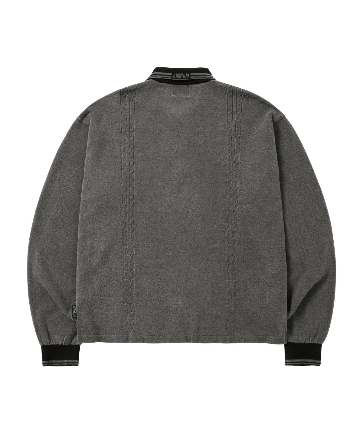 아조바이아조(AJOBYAJO) [RWK] Washed Cable Stitch Collar Zip-Up [CHARCOAL]