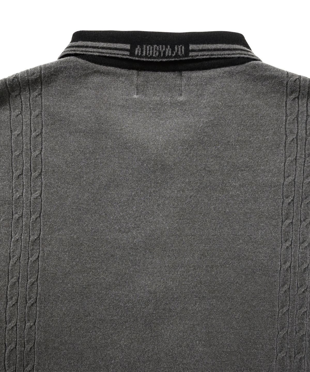 아조바이아조(AJOBYAJO) [RWK] Washed Cable Stitch Collar Zip-Up [CHARCOAL]