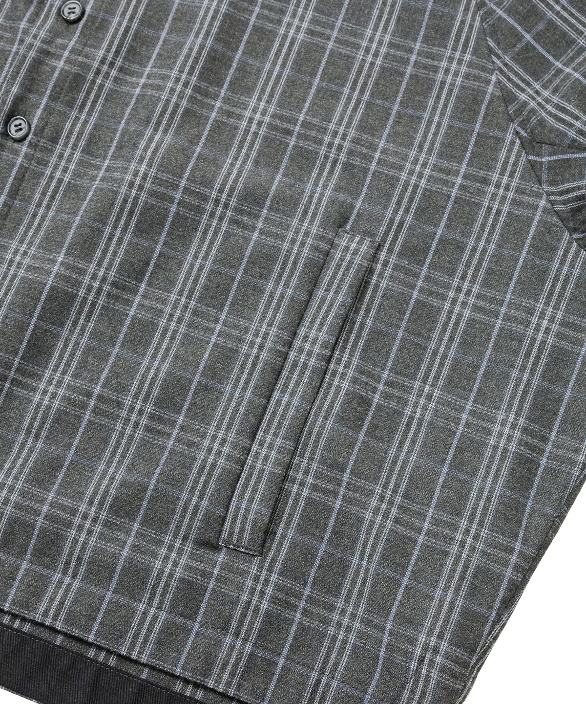 아조바이아조(AJOBYAJO) Cropped Sculpted Raglan Check Shirt [CHARCOAL]