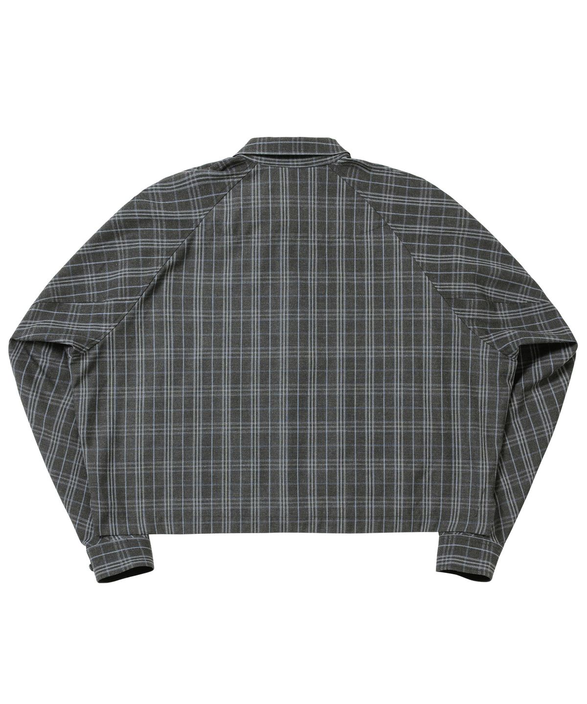 아조바이아조(AJOBYAJO) Cropped Sculpted Raglan Check Shirt [CHARCOAL]