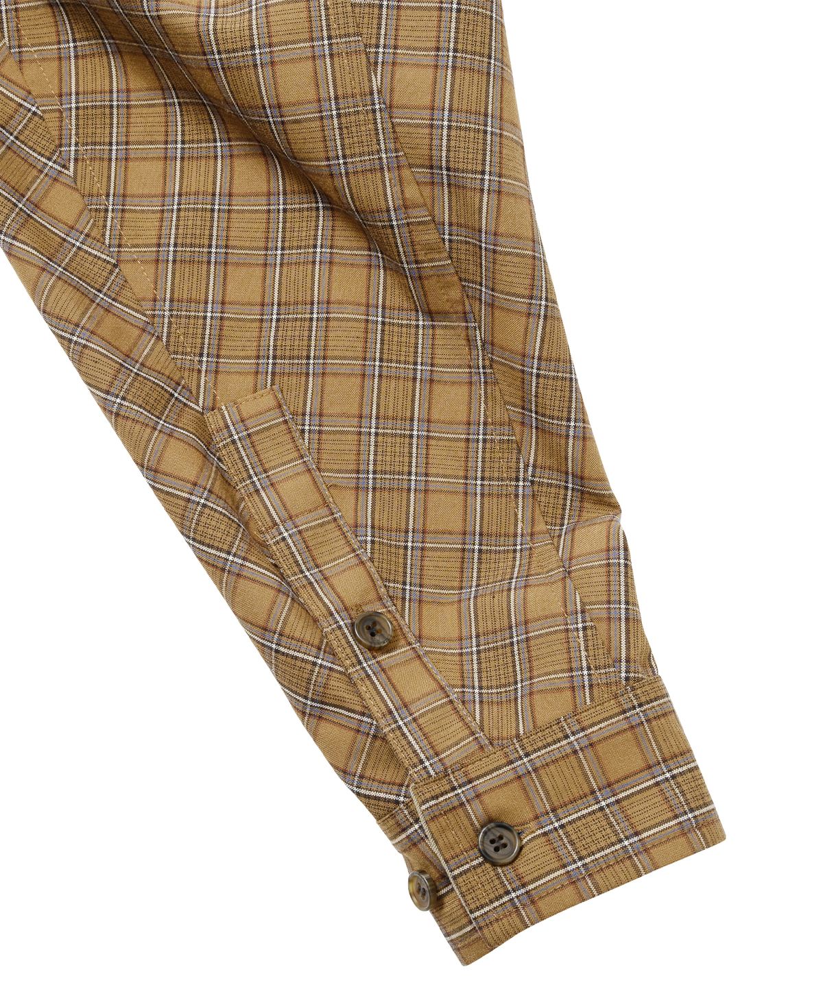아조바이아조(AJOBYAJO) Cropped Sculpted Raglan Check Shirt [CAMEL]