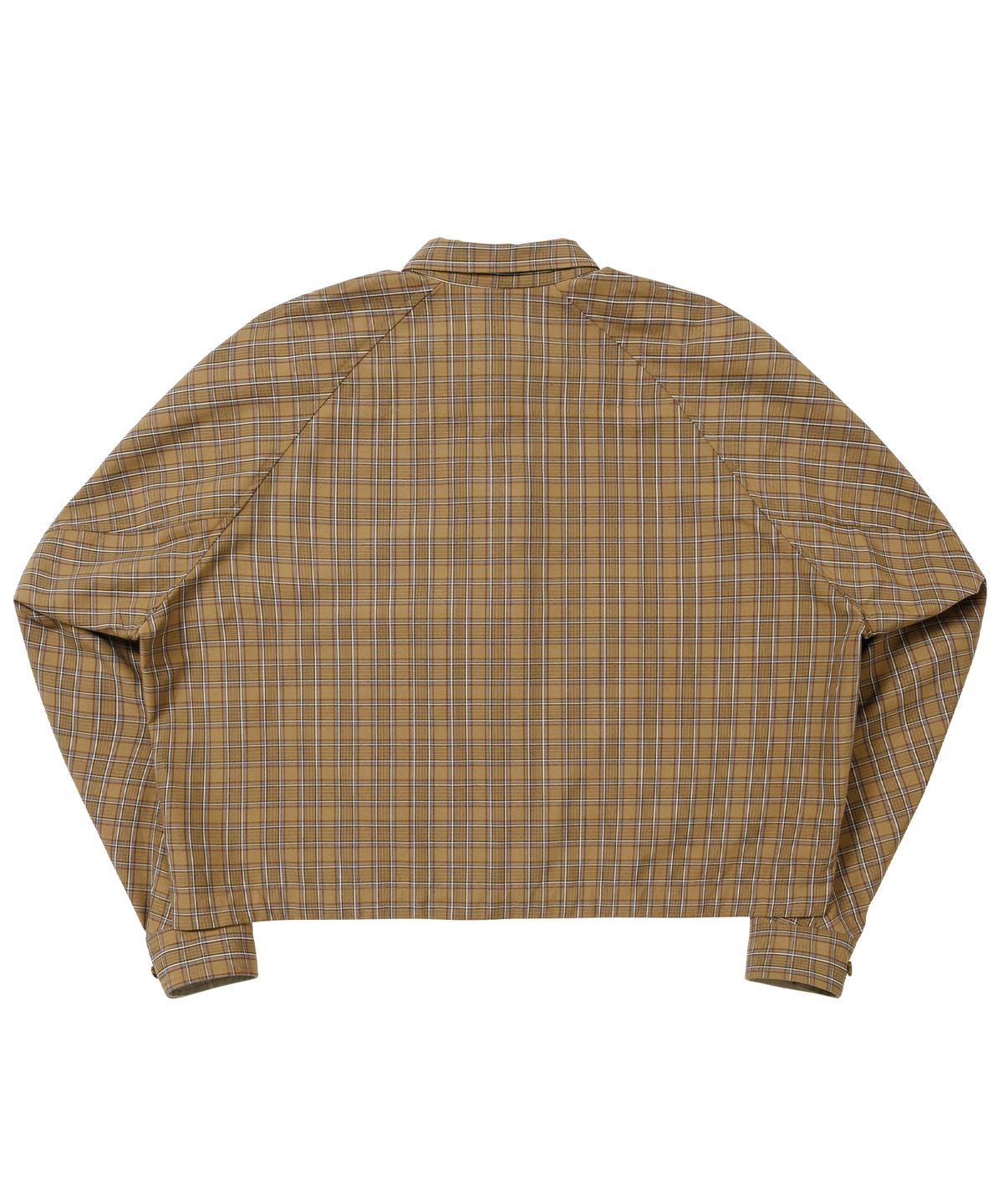 아조바이아조(AJOBYAJO) Cropped Sculpted Raglan Check Shirt [CAMEL]