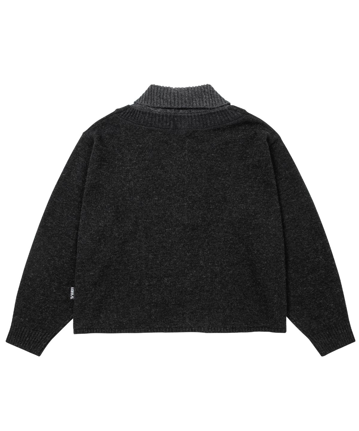 아조바이아조(AJOBYAJO) Double Layered Turtleneck Cardigan [CHARCOAL]