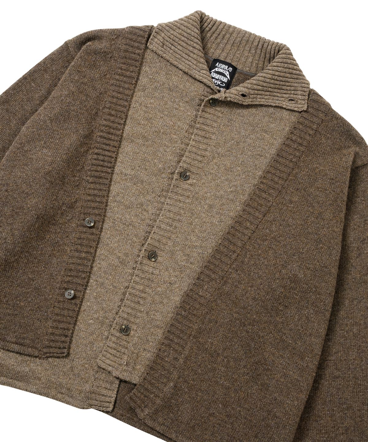 아조바이아조(AJOBYAJO) Double Layered Turtleneck Cardigan [BROWN]