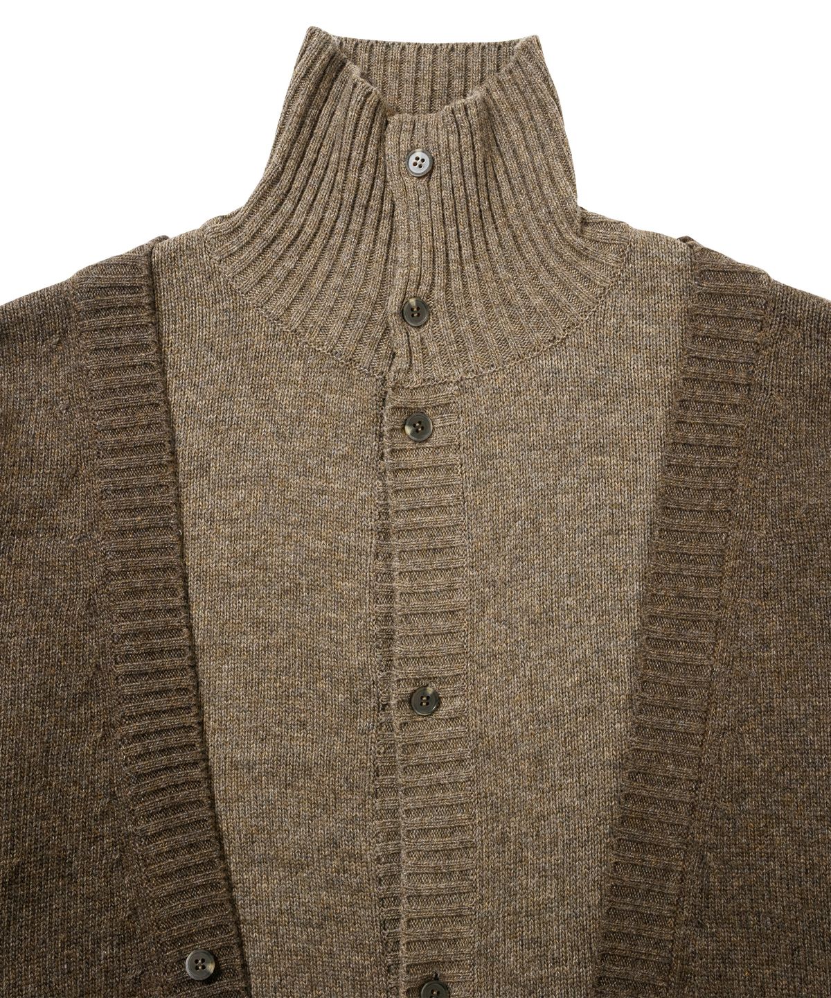 아조바이아조(AJOBYAJO) Double Layered Turtleneck Cardigan [BROWN]
