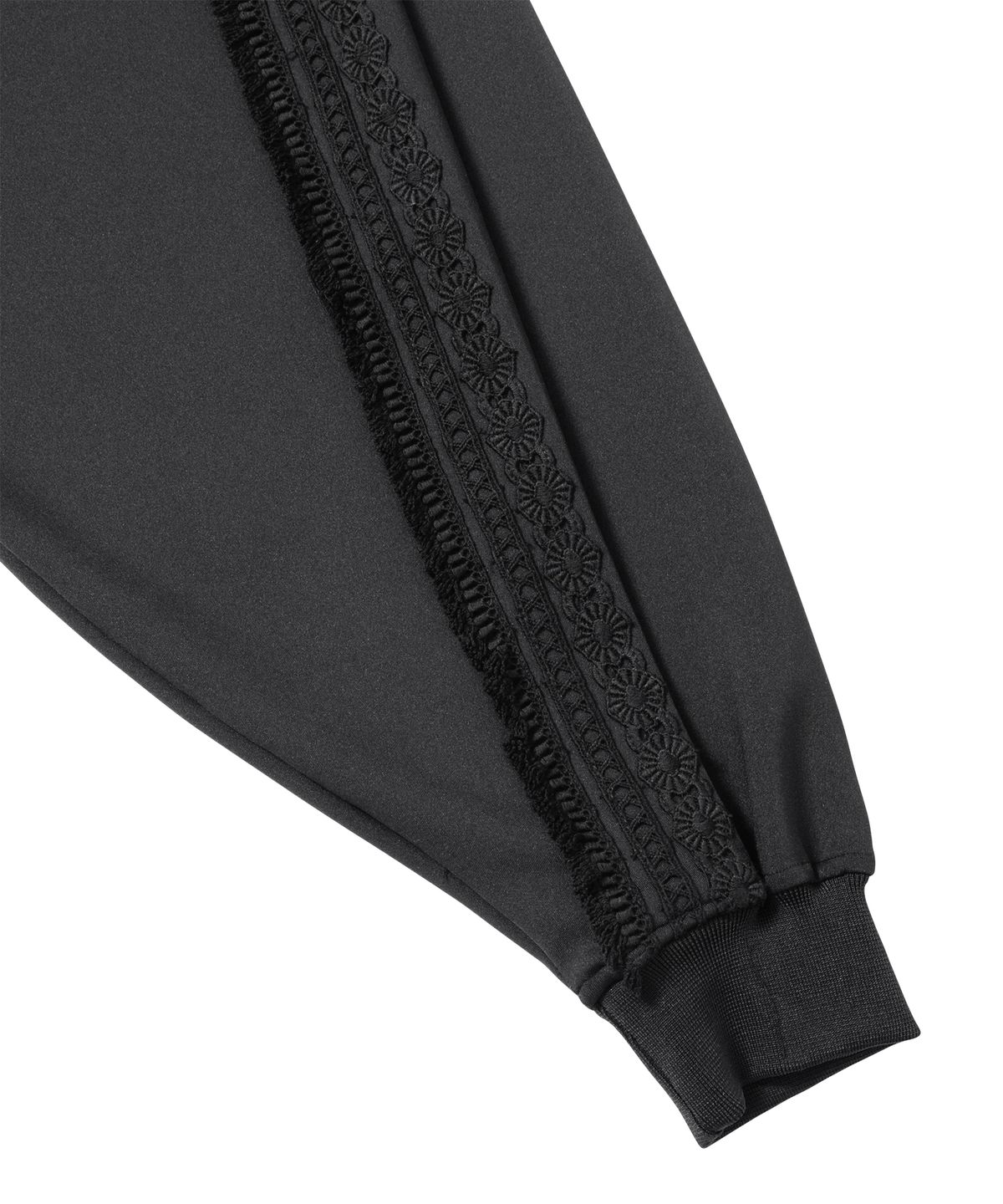 아조바이아조(AJOBYAJO) Multi Lace Trim Raglan Track Jacket [BLACK]