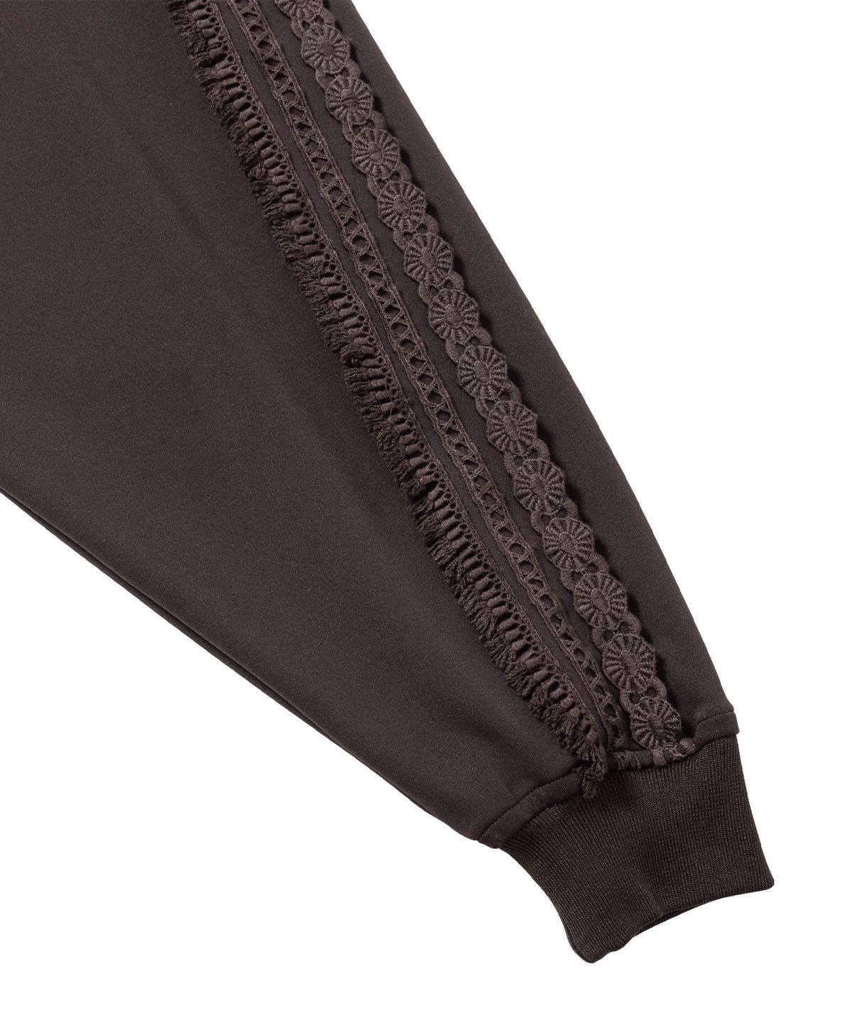 아조바이아조(AJOBYAJO) Multi Lace Trim Raglan Track Jacket [DARK BROWN]