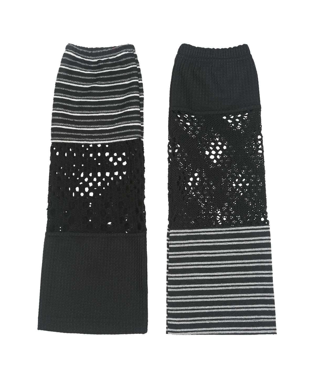 아조바이아조(AJOBYAJO) [ZGGU] Mixed Fabric Leg Warmers [BLACK]