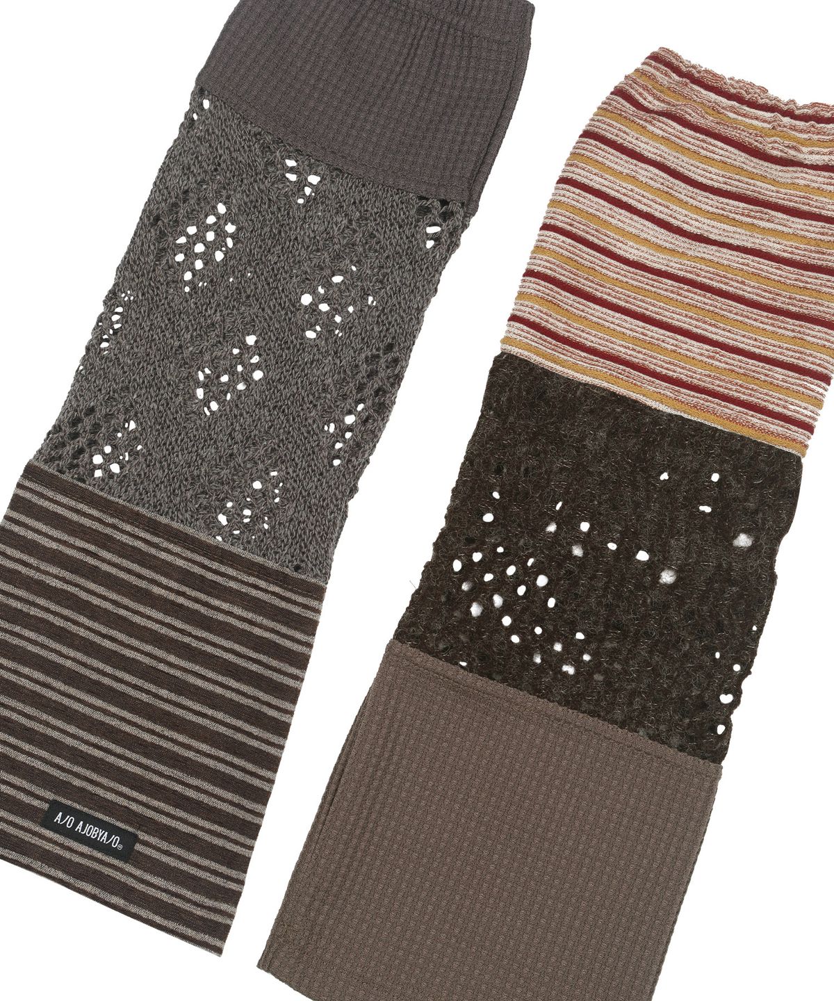 아조바이아조(AJOBYAJO) [ZGGU] Mixed Fabric Leg Warmers [BROWN]
