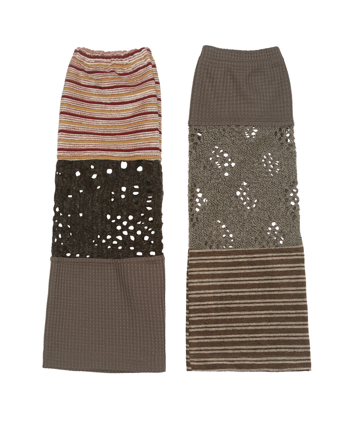 아조바이아조(AJOBYAJO) [ZGGU] Mixed Fabric Leg Warmers [BROWN]