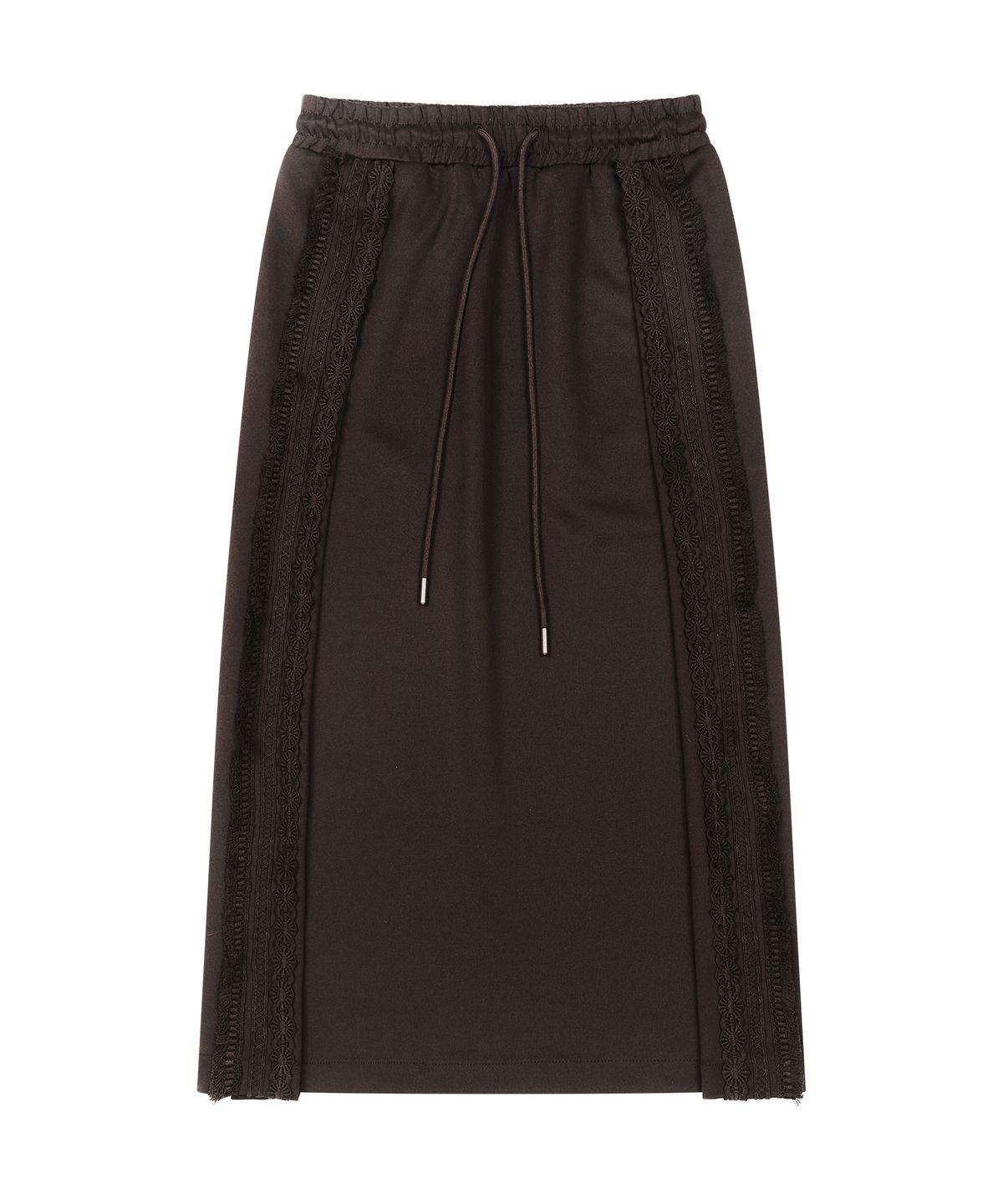 아조바이아조(AJOBYAJO) [ZGGU] Multi lace Trim One Tuck Track Skirt [DARK BROWN]