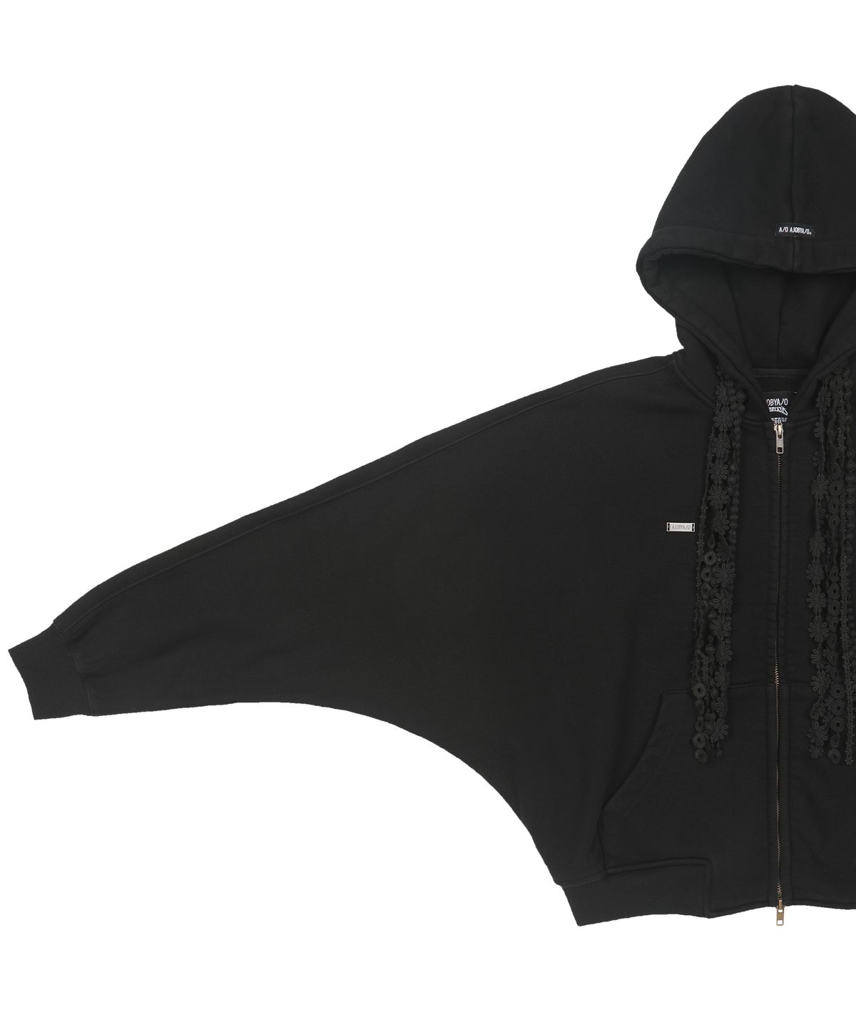 아조바이아조(AJOBYAJO) [ZGGU] Laced Multi-Drawstring Zip-Up Hoodie [BLACK]