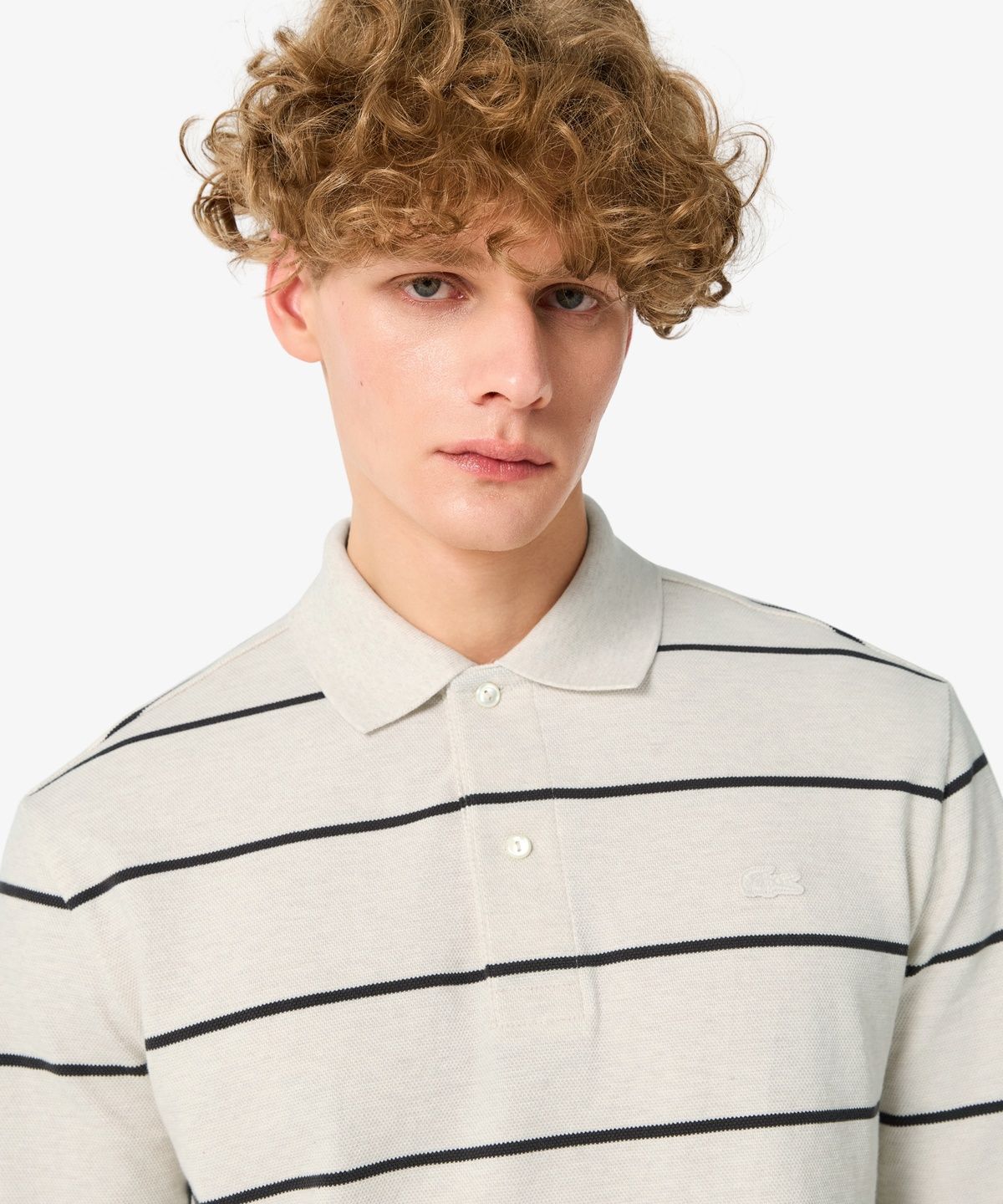 라코스테(LACOSTE) 남성 핀 스트라이프 긴팔 피케 폴로 셔츠 PH362E-56N I18