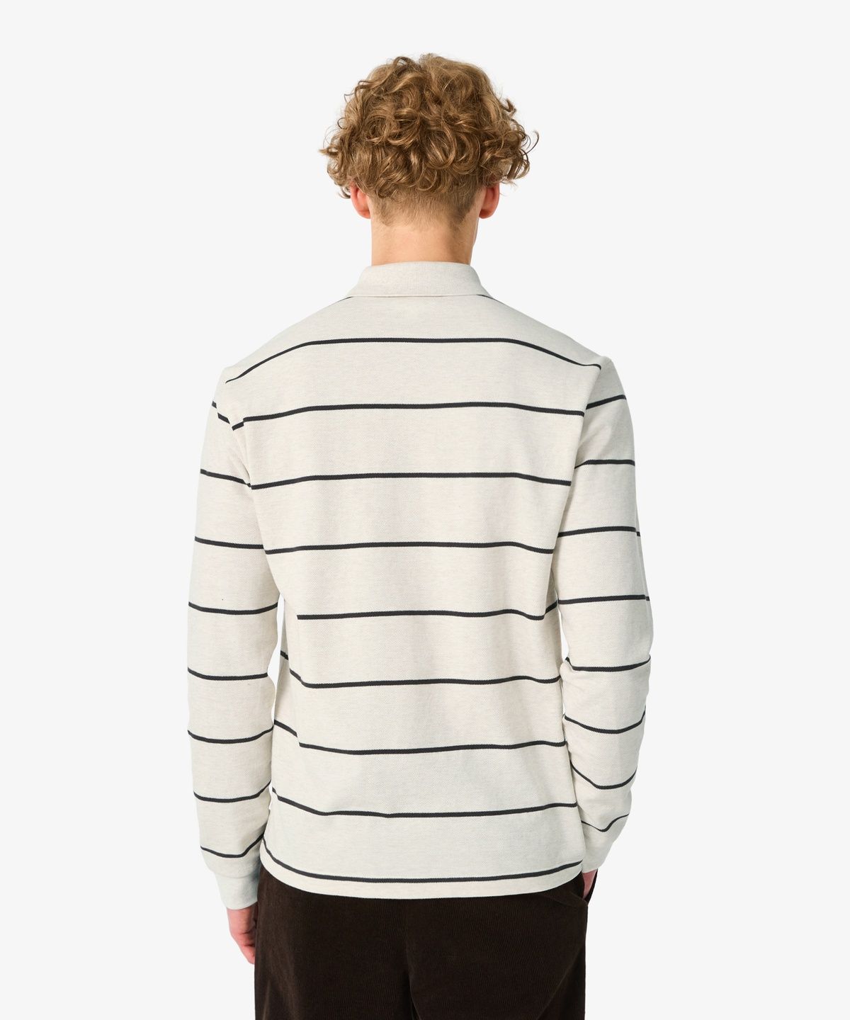 라코스테(LACOSTE) 남성 핀 스트라이프 긴팔 피케 폴로 셔츠 PH362E-56N I18