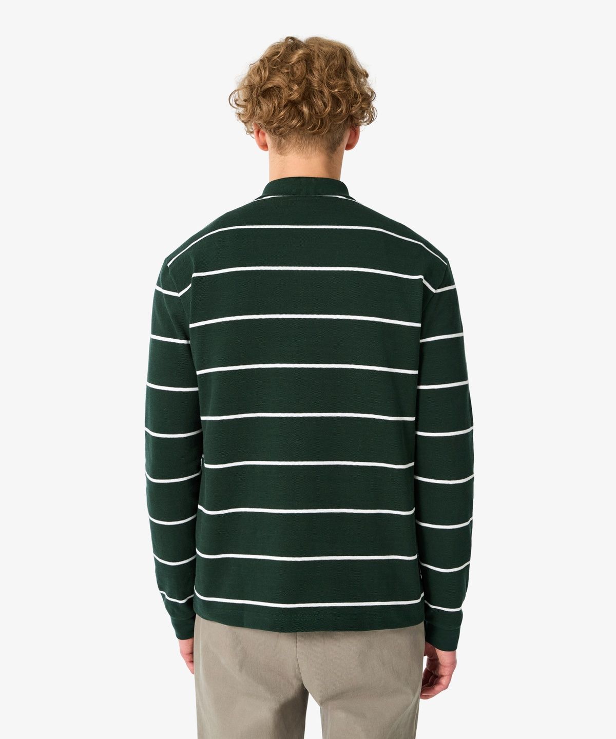 라코스테(LACOSTE) 남성 핀 스트라이프 긴팔 피케 폴로 셔츠 PH362E-56N YZP