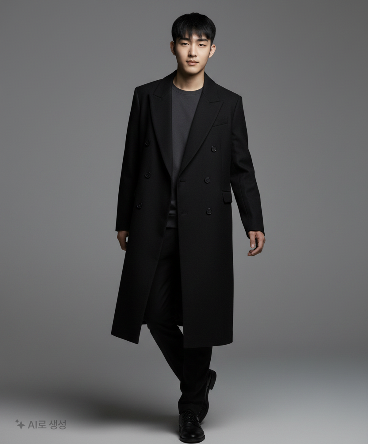 커스텀어클락(COSTUME O’CLOCK) 에센셜 오버핏 더블 브레스티드 코트 블랙 M