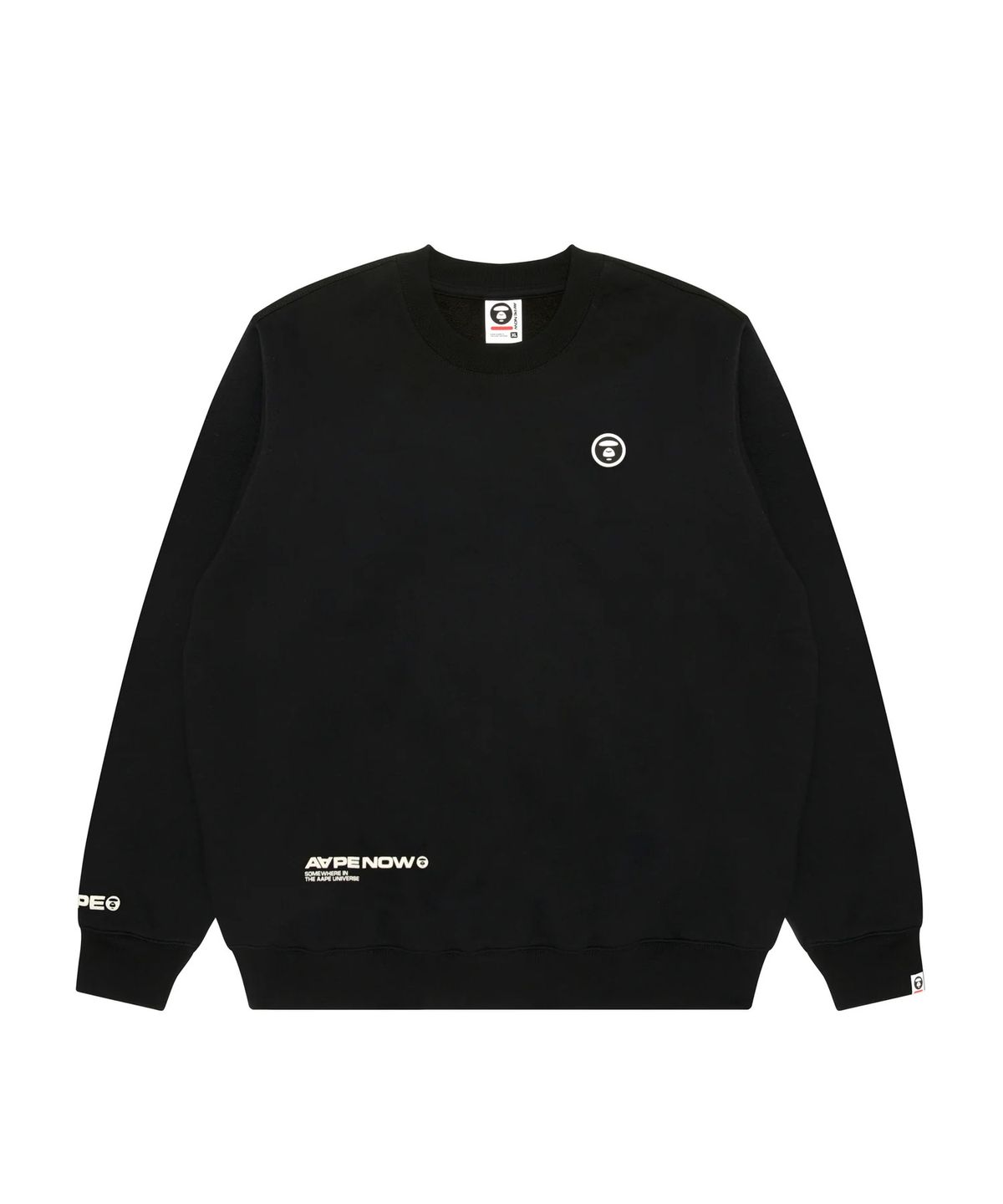 에이프(AAPE) AAPENOW 라운드로고 베이직 라운드넥 맨투맨 / AAPSWMC348XXPBKX
