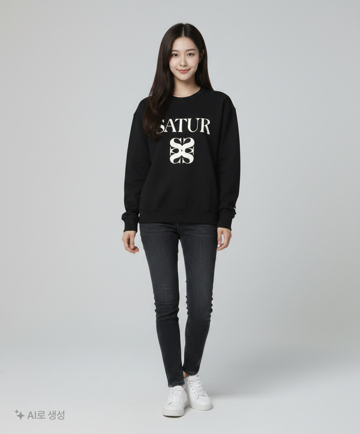 세터(SATUR) (W) 클래식 로고 스웨트셔츠 클래식 블랙 M