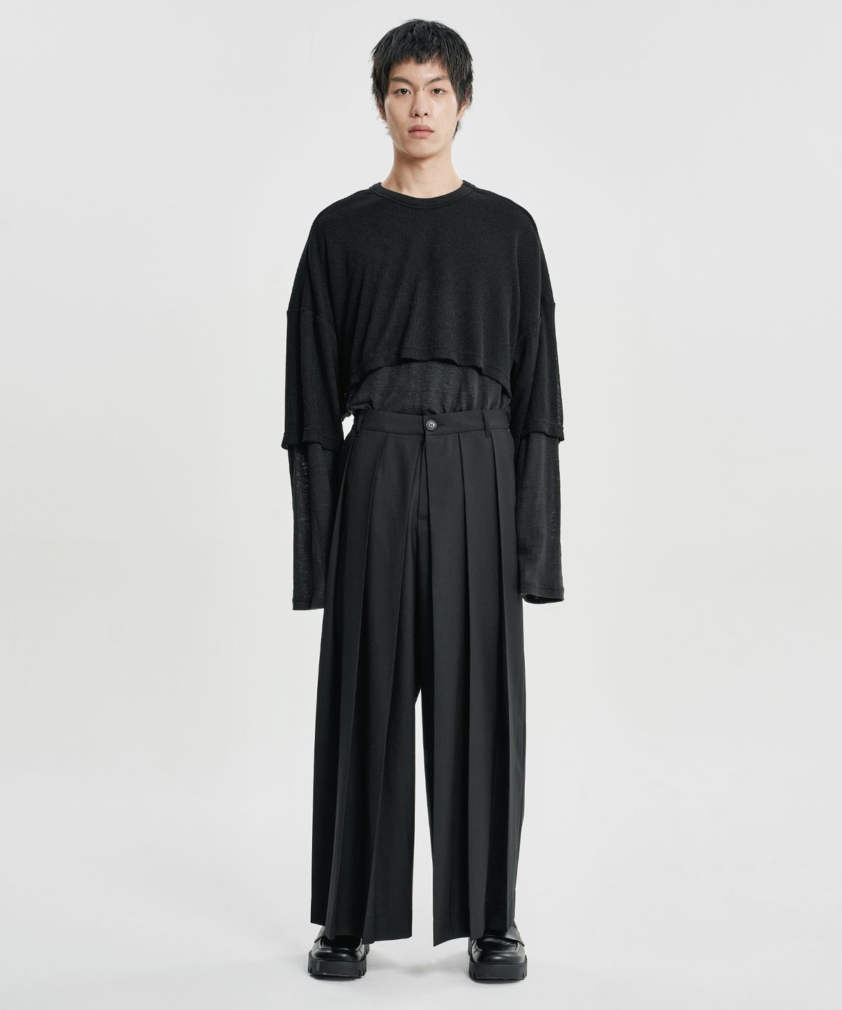 아조바이아조(AJOBYAJO) Wool Blend Hakama Pants [BLACK]
