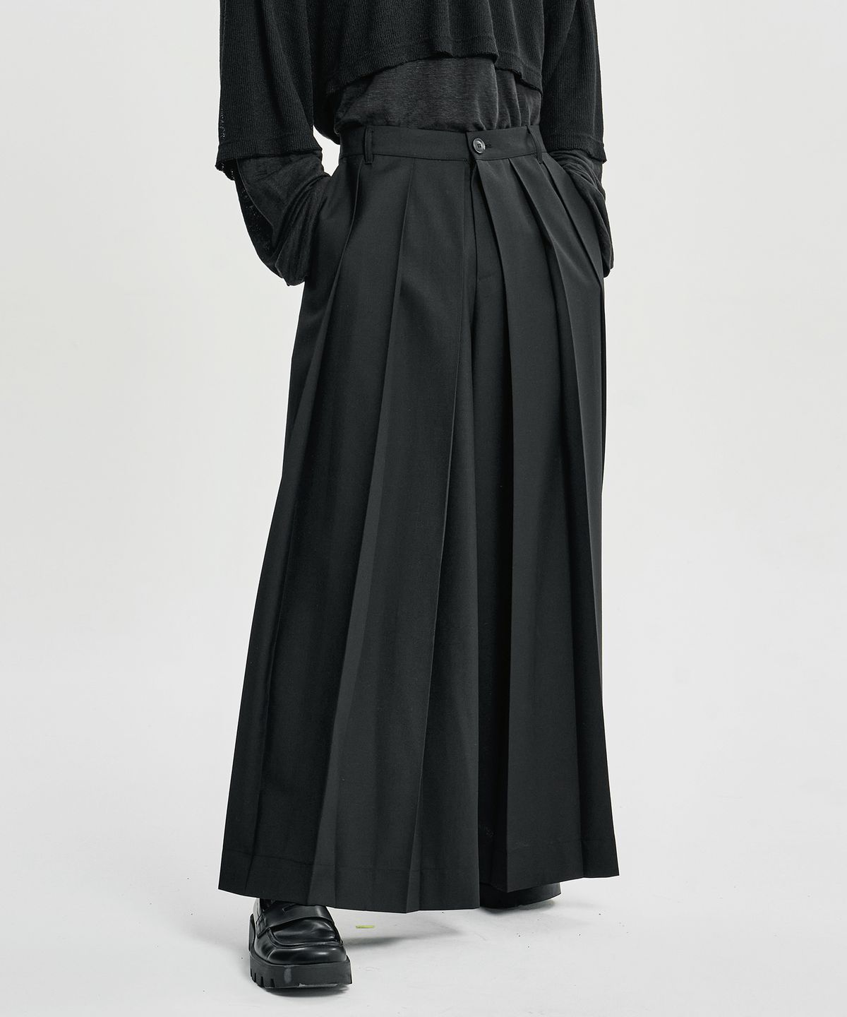아조바이아조(AJOBYAJO) Wool Blend Hakama Pants [BLACK]