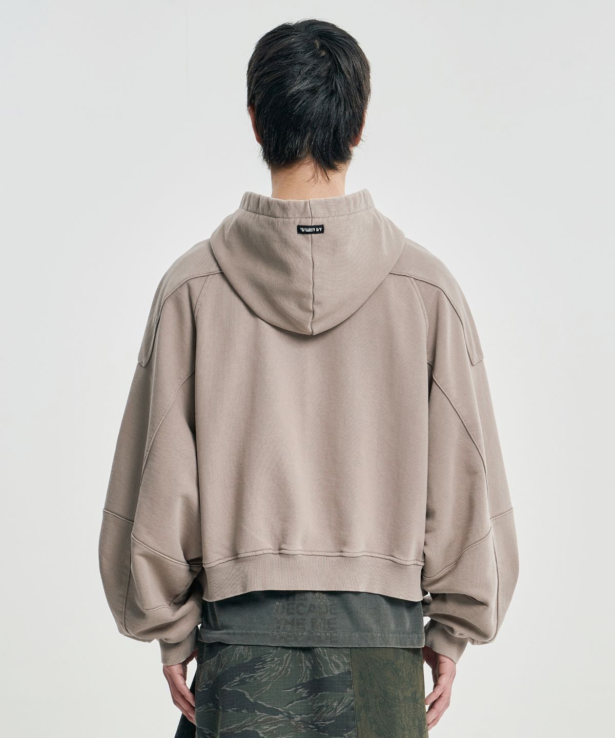 아조바이아조(AJOBYAJO) Cropped Washed Zip-up Hoodie [DUSTY BEIGE]