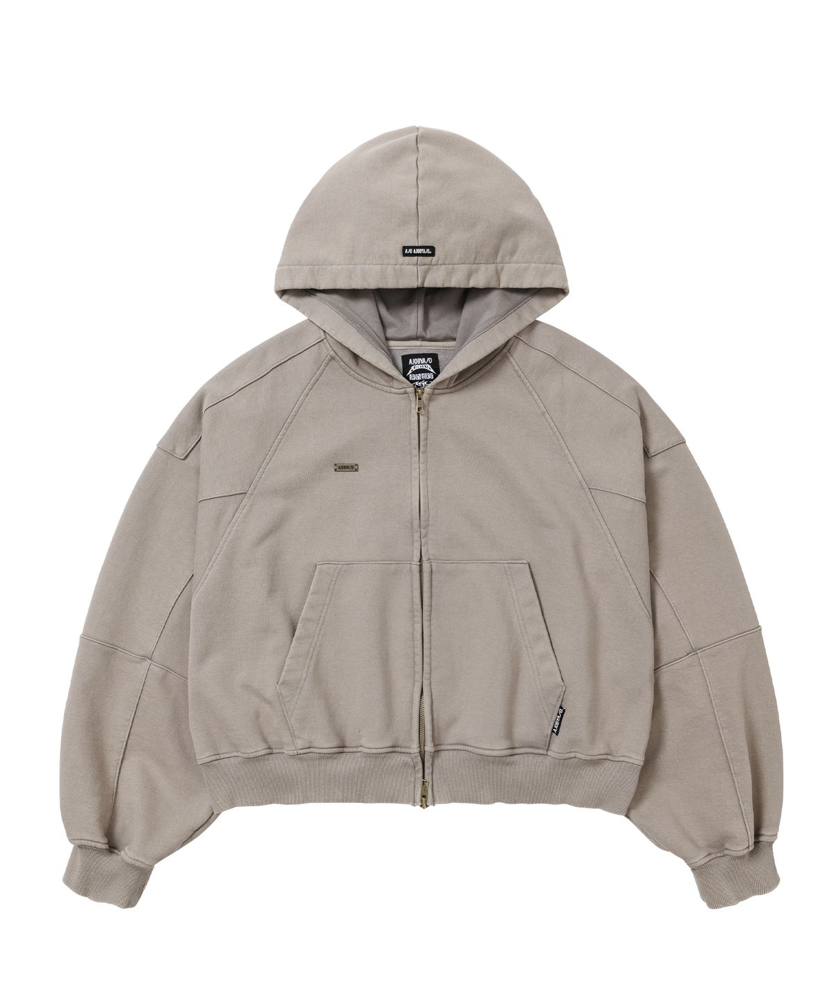아조바이아조(AJOBYAJO) Cropped Washed Zip-up Hoodie [DUSTY BEIGE]