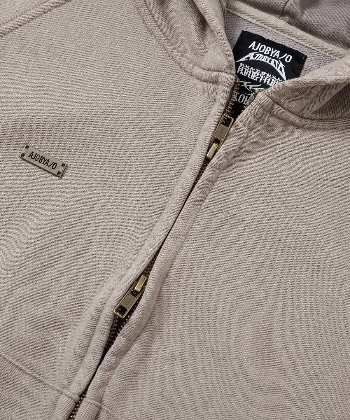 아조바이아조(AJOBYAJO) Cropped Washed Zip-up Hoodie [DUSTY BEIGE]