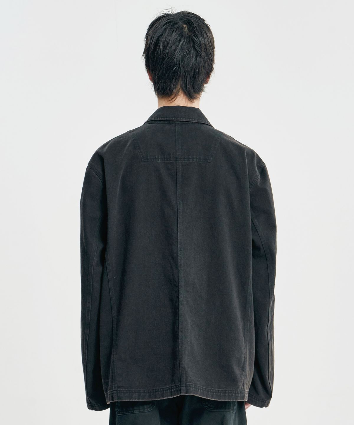 아조바이아조(AJOBYAJO) Washed Curved Seam Cotton Blazer [BLACK]
