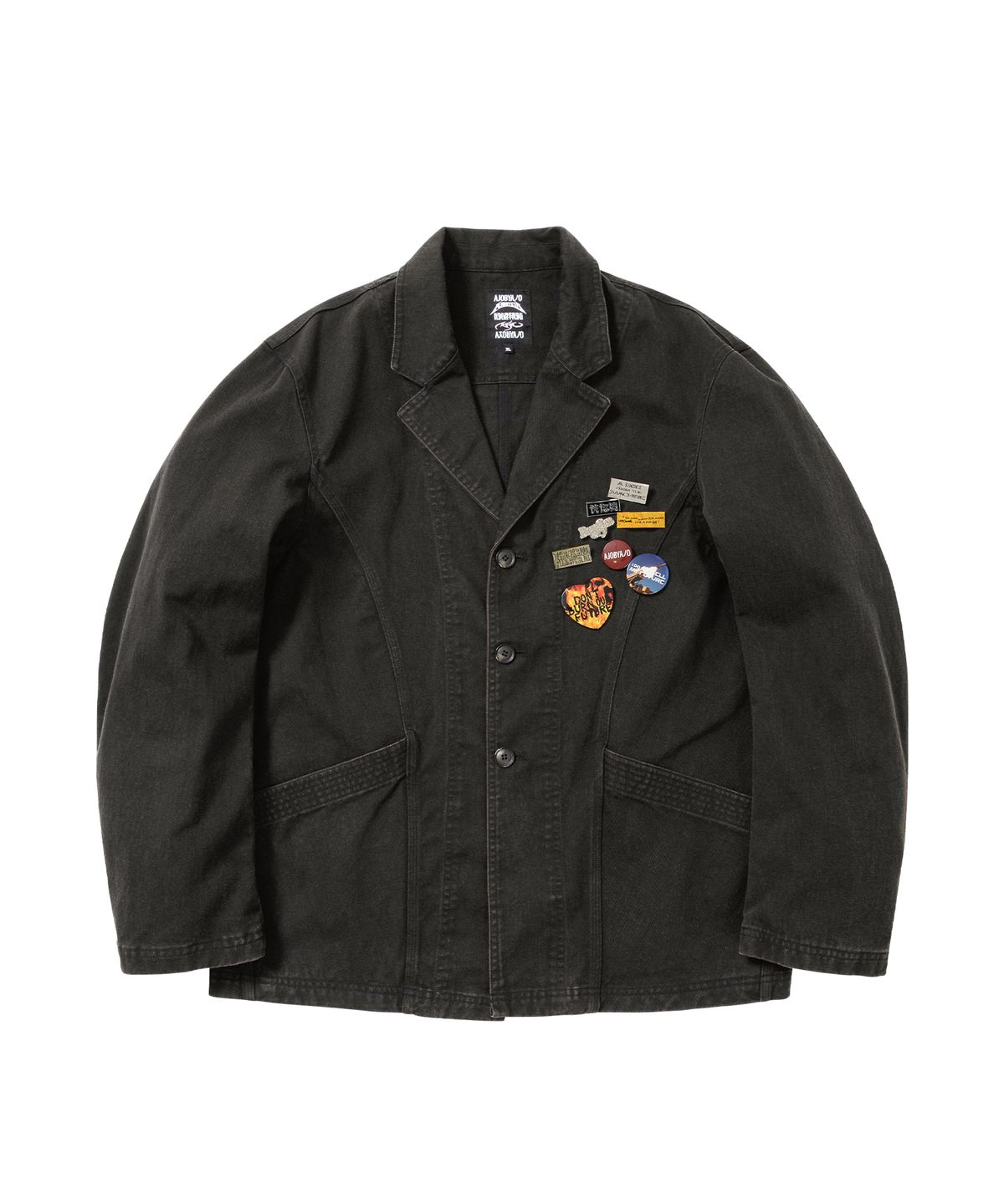 아조바이아조(AJOBYAJO) Washed Curved Seam Cotton Blazer [BLACK]
