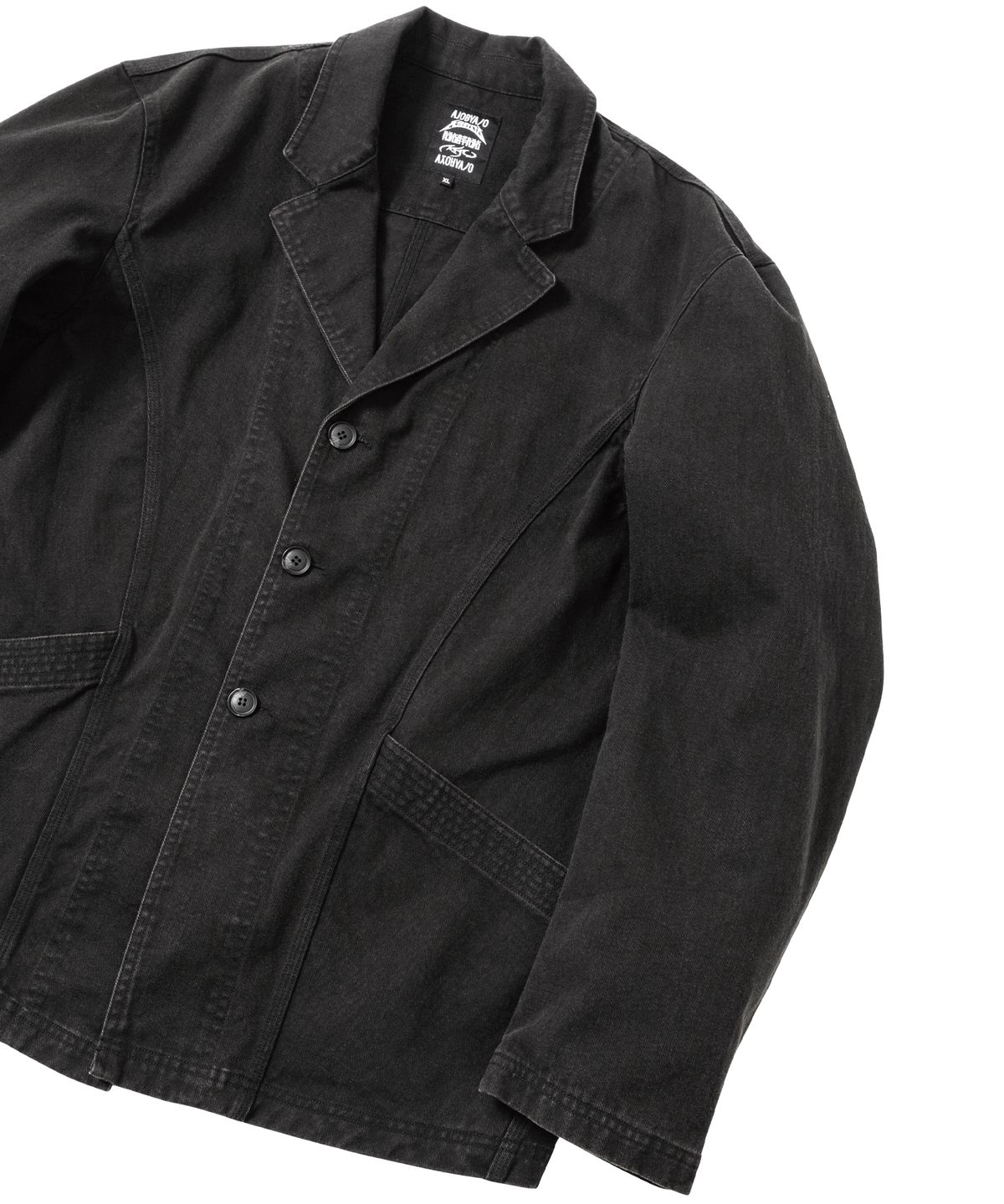 아조바이아조(AJOBYAJO) Washed Curved Seam Cotton Blazer [BLACK]