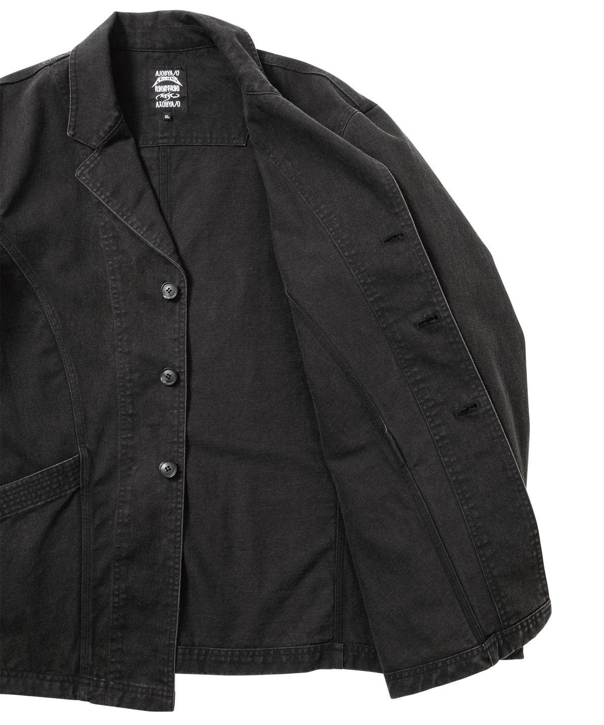 아조바이아조(AJOBYAJO) Washed Curved Seam Cotton Blazer [BLACK]