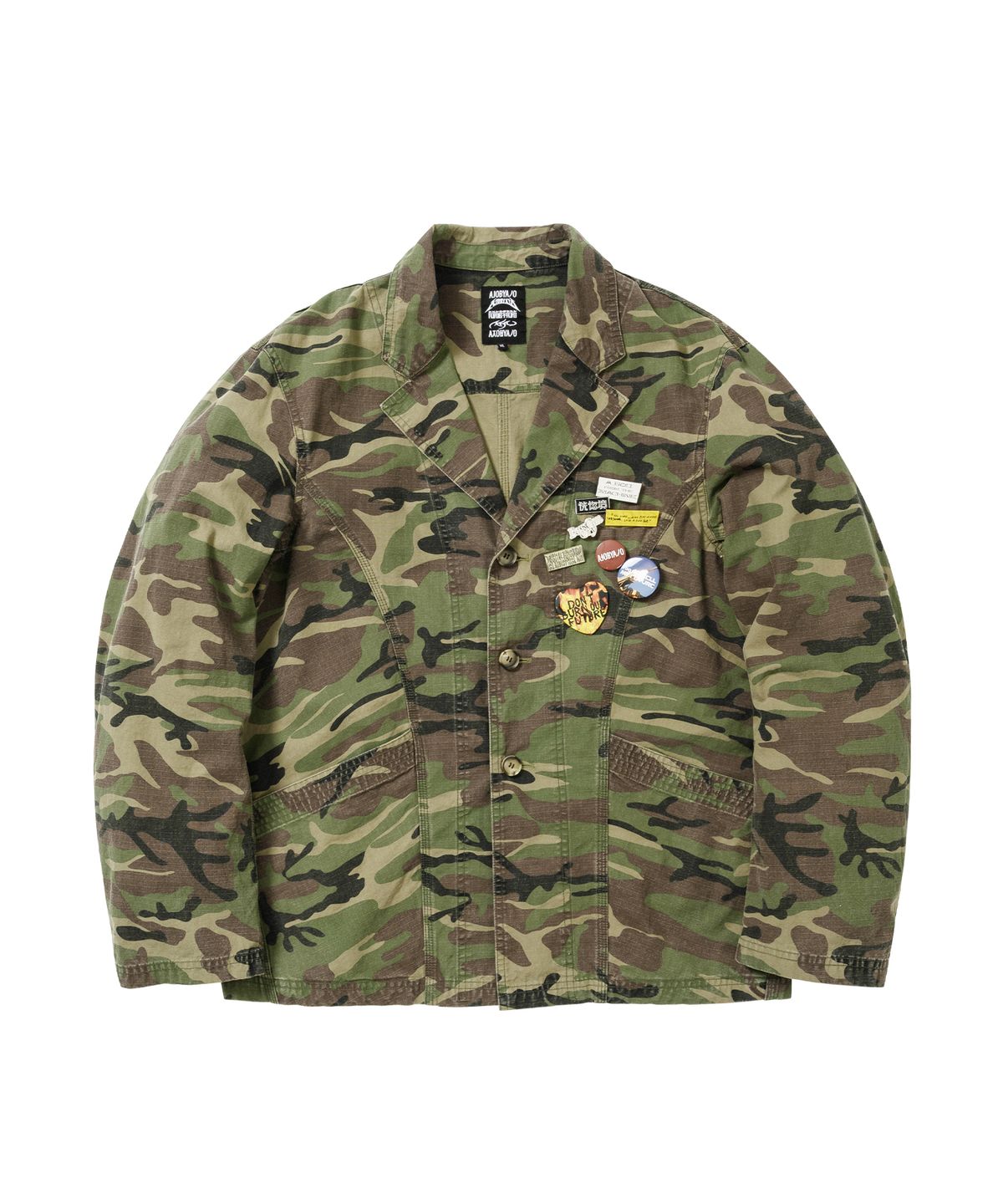 아조바이아조(AJOBYAJO) Washed Curved Seam Camo Blazer [KHAKI]