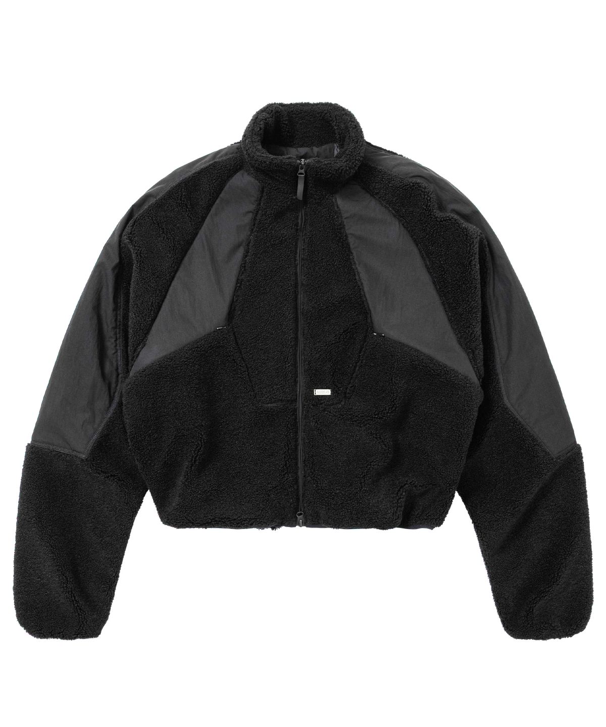 아조바이아조(AJOBYAJO) Raglan Fleece Nylon Panel Jacket [BLACK]