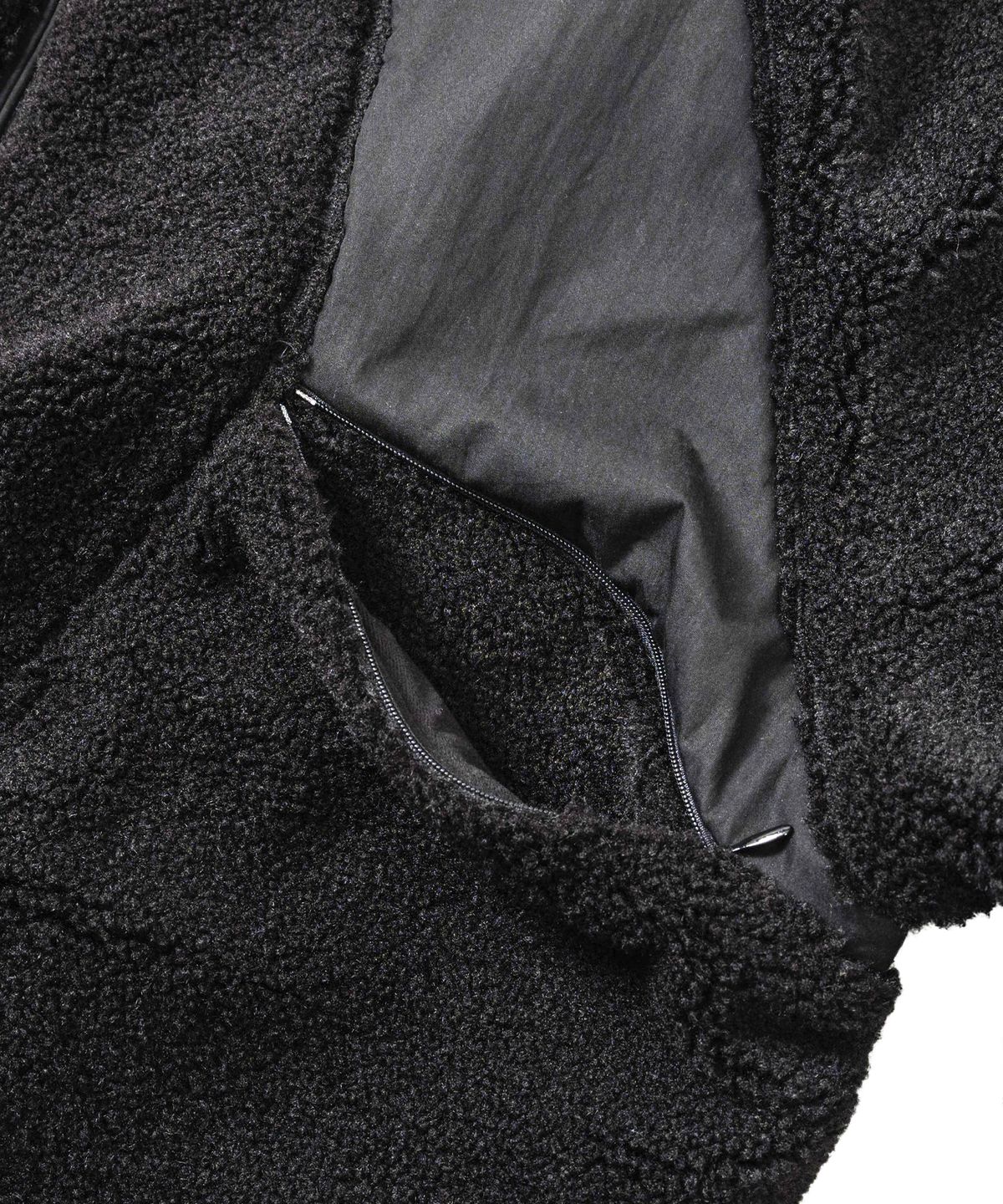 아조바이아조(AJOBYAJO) Raglan Fleece Nylon Panel Jacket [BLACK]