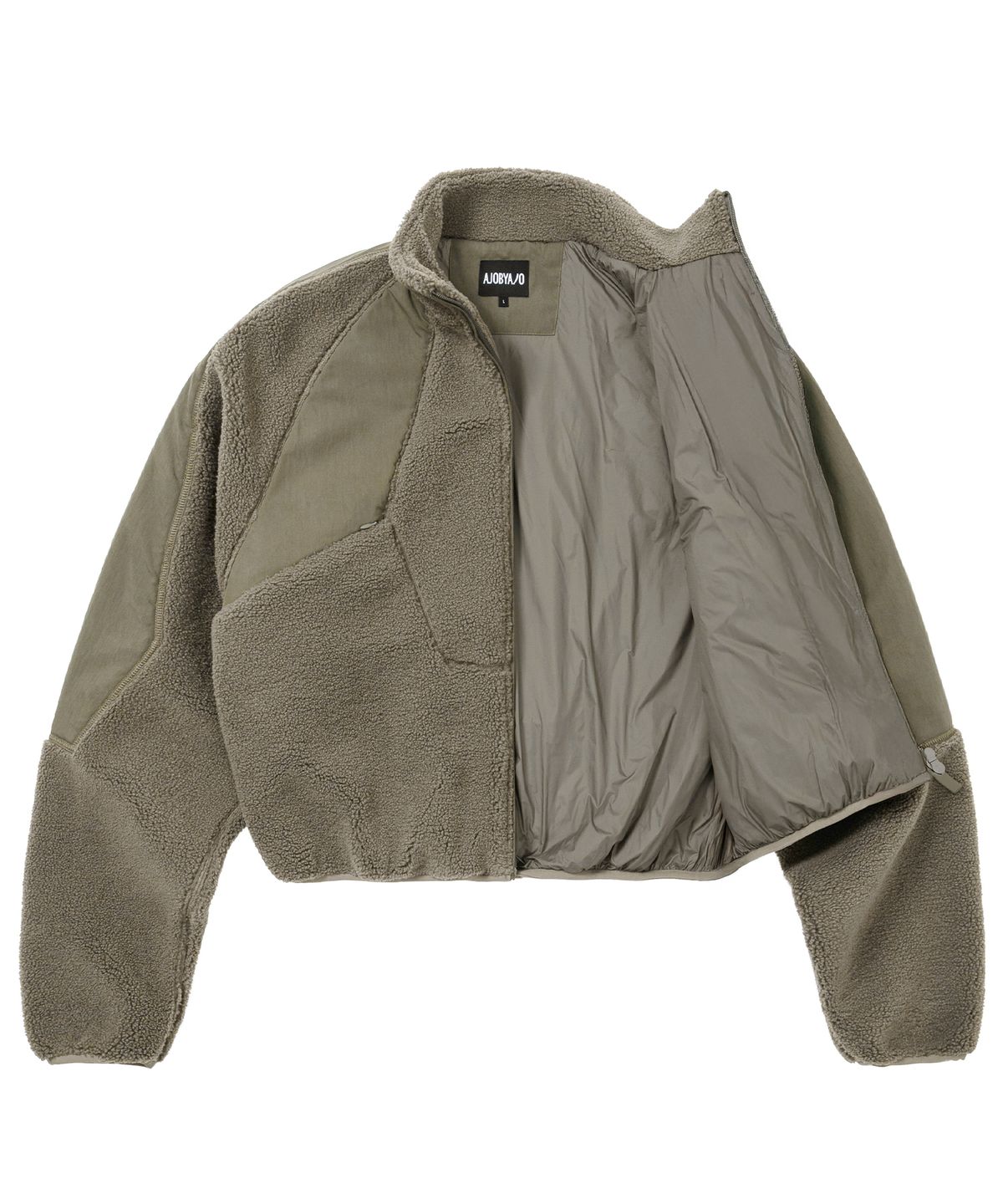 아조바이아조(AJOBYAJO) Raglan Fleece Nylon Panel Jacket [MOCHA]