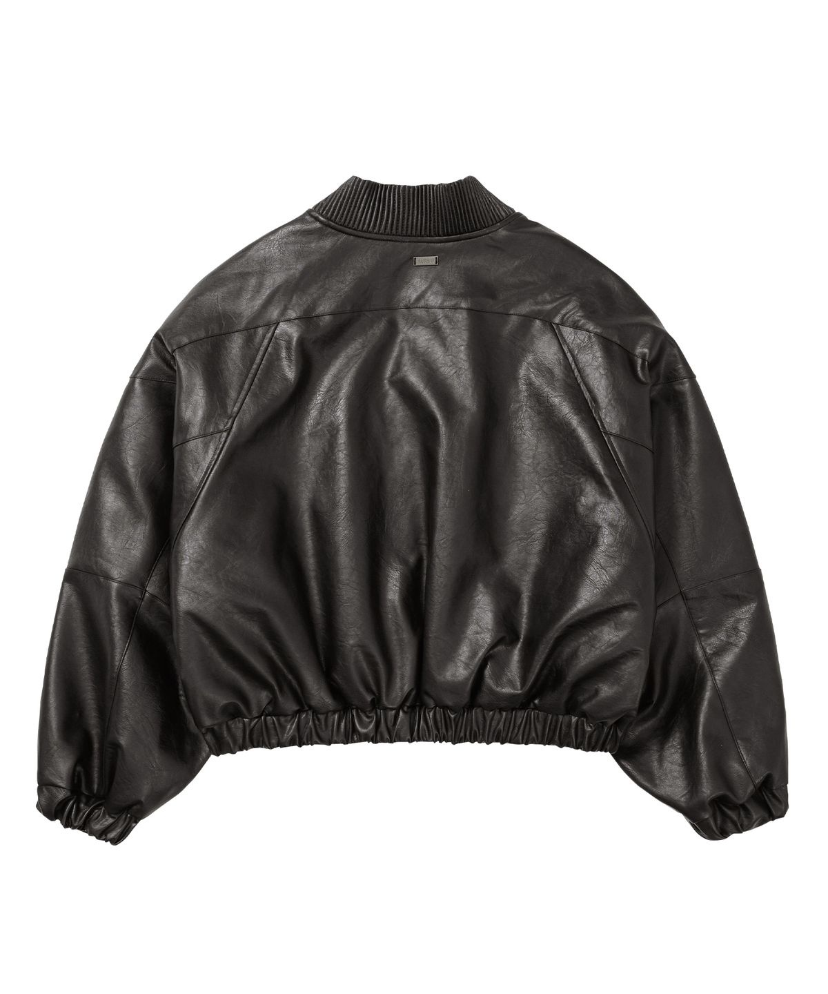 아조바이아조(AJOBYAJO) Faux Leather Ribbed Collar Blouson [DARK BROWN]
