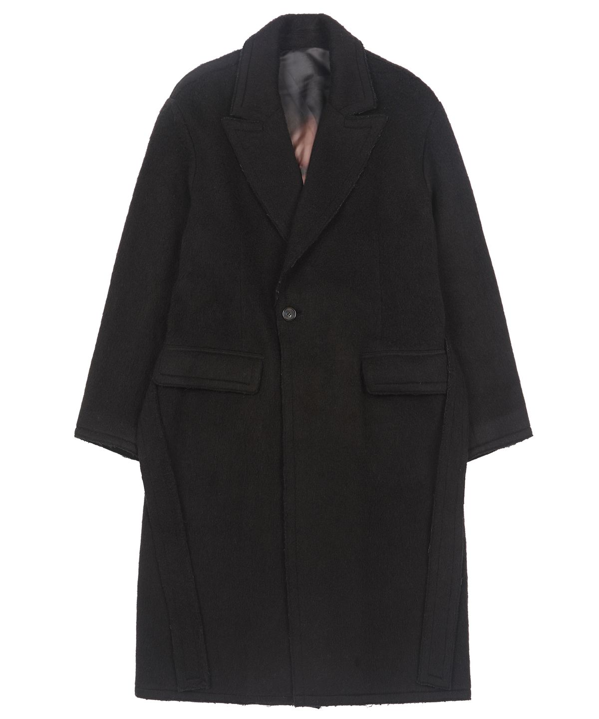 아조바이아조(AJOBYAJO) Raw Edge Peaked Collar Robe Coat [DARK BROWN]