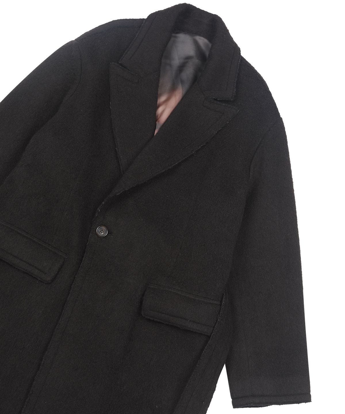 아조바이아조(AJOBYAJO) Raw Edge Peaked Collar Robe Coat [DARK BROWN]