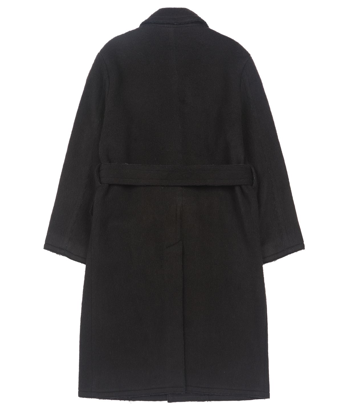 아조바이아조(AJOBYAJO) Raw Edge Peaked Collar Robe Coat [DARK BROWN]