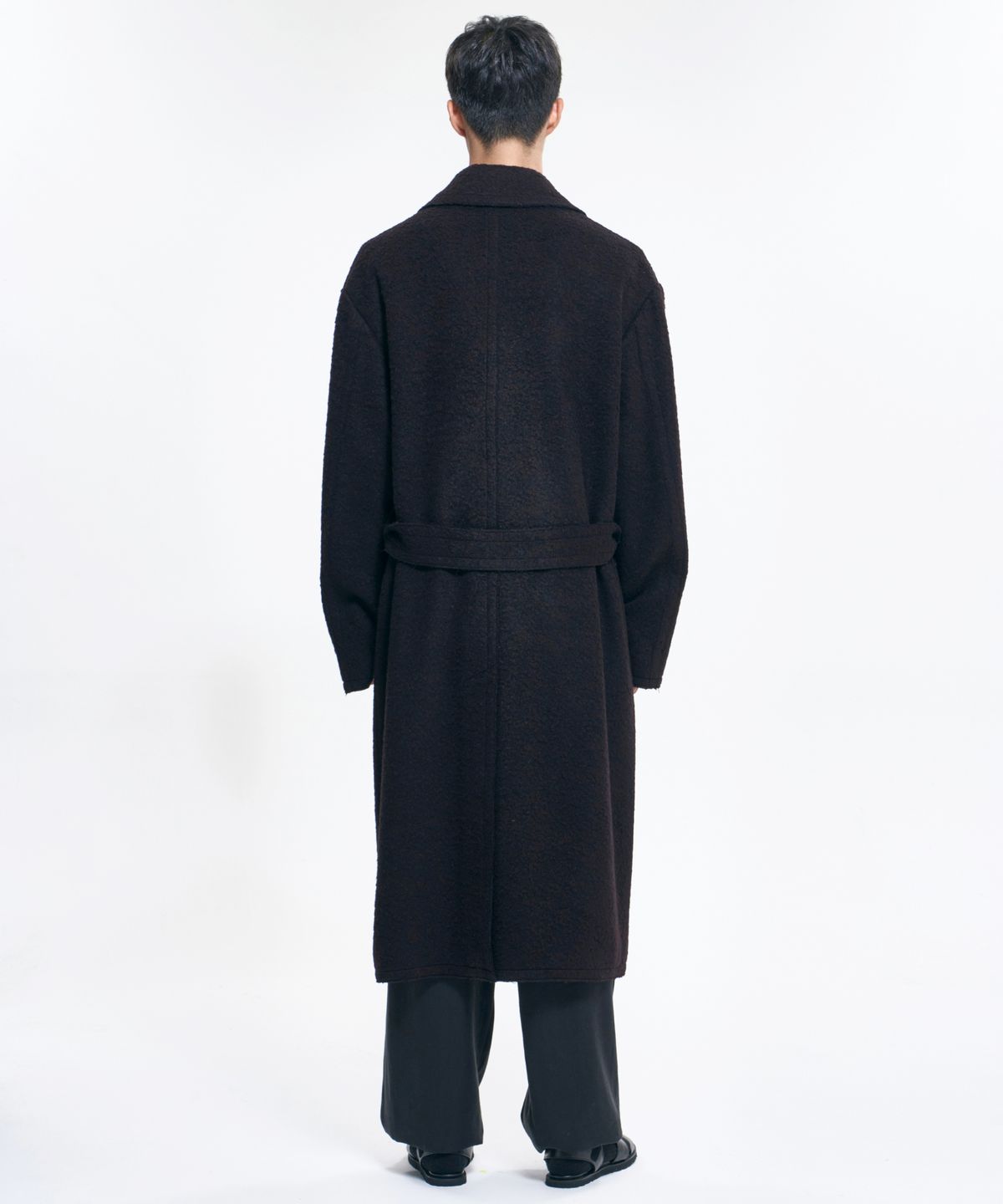 아조바이아조(AJOBYAJO) Raw Edge Peaked Collar Robe Coat [DARK BROWN]